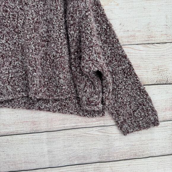 Free People Fuzzy Chunky Knit Oversized Turtleneck Sweater Womens XS Purple Gray - Picture 6 of 13